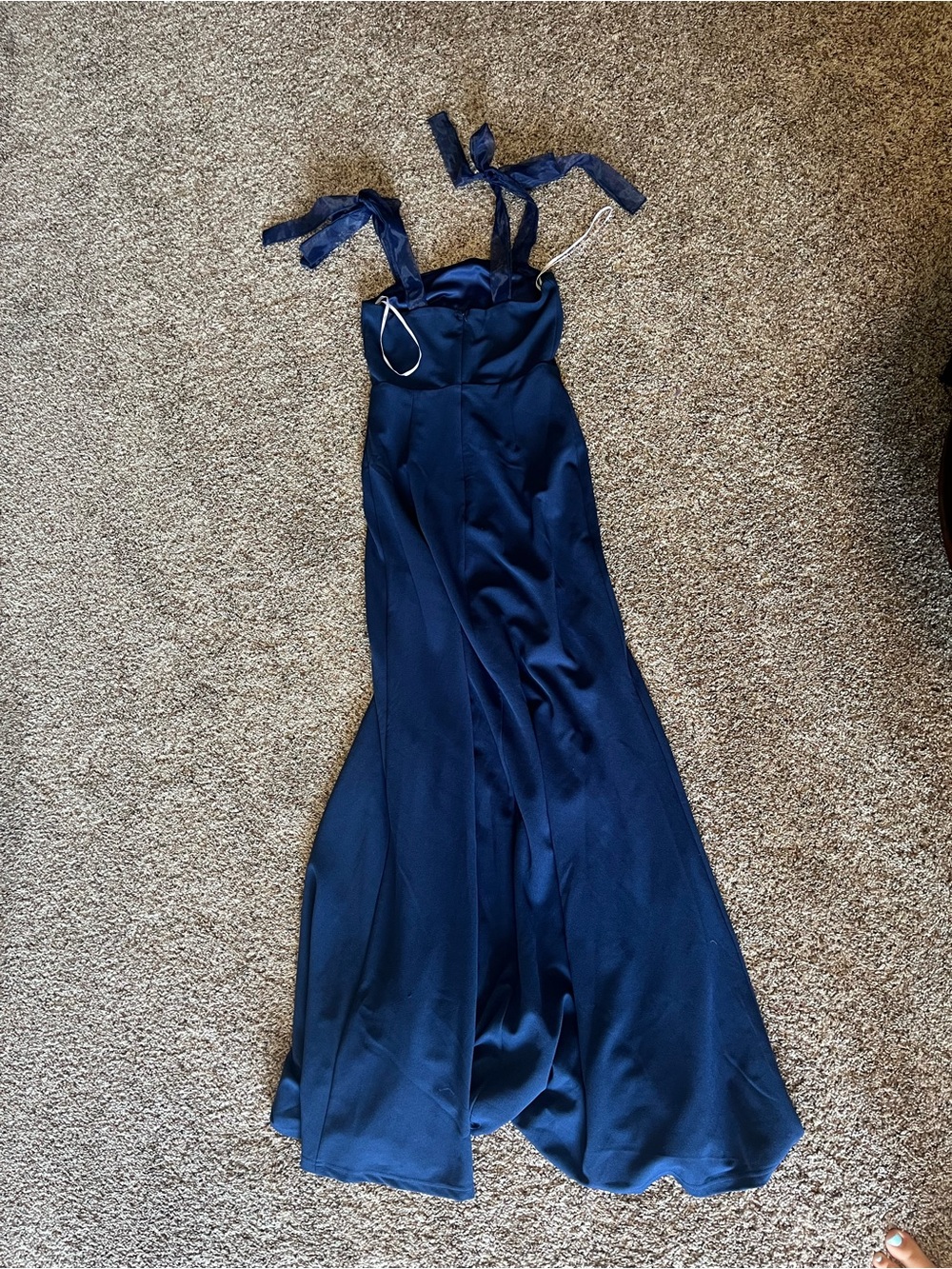 Lulu's Navy Bow-Shoulder Square Neck Maxi Dress - Picture 4 of 5